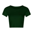 thumbnail image 4 of outfmvch crop tops for women casual solid color tank short sleeve crop t-shirt womens tops crop tops Z Green 1 XL, 4 of 7