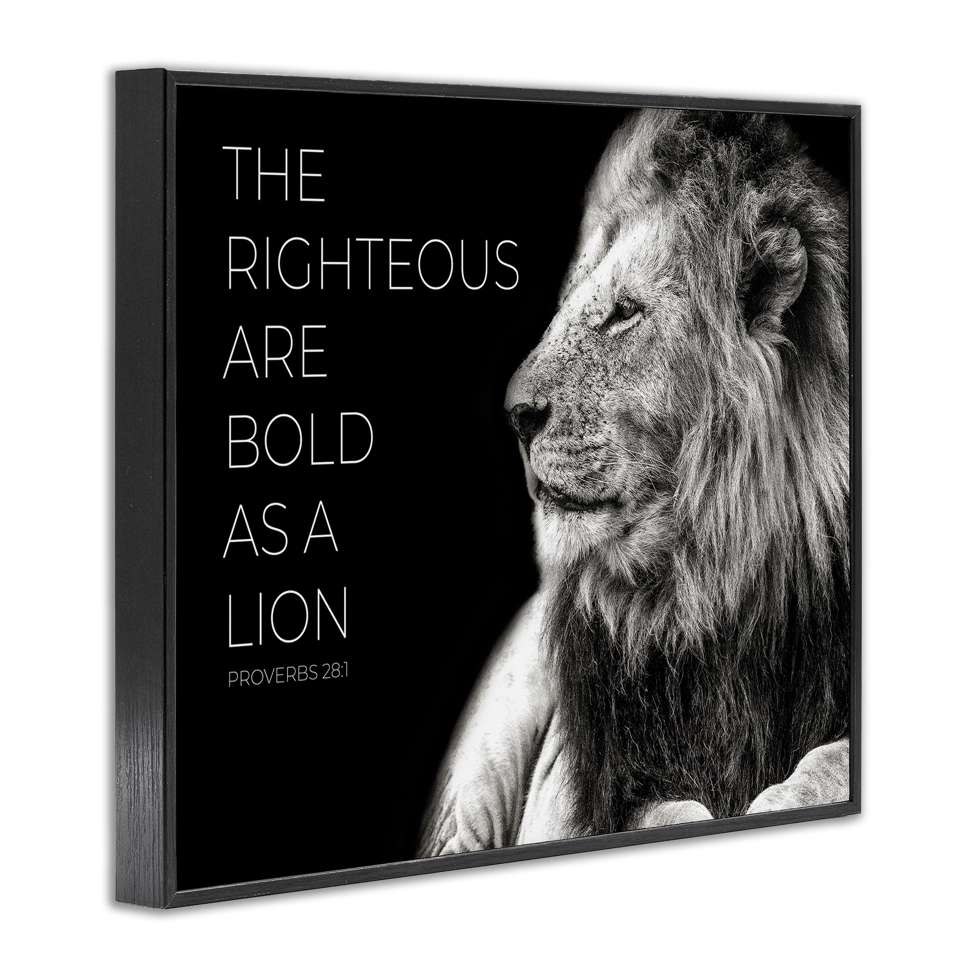 Stupell Industries The Righteous Bold As A Lion Black Framed Giclee Art, design by Shelley Lake