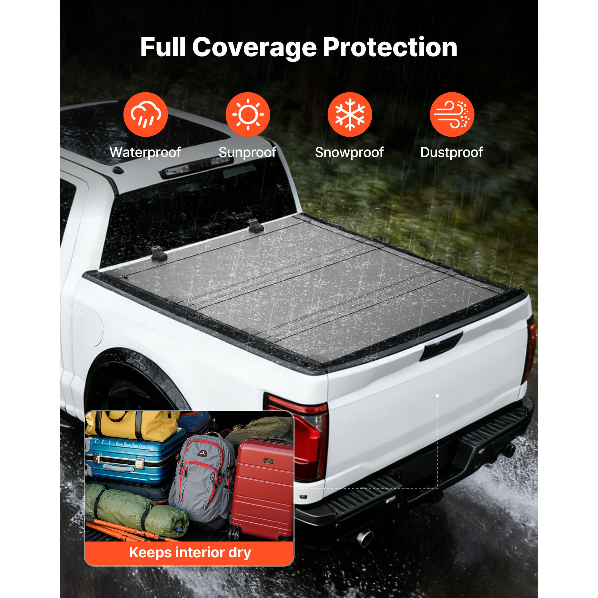 KFFKFF Hard Tri-Fold Truck Bed Tonneau Cover, Compatible with 2021-2025 Ford F-150 (Including Raptor/Lightning) 5.5 ft (67.1 in) Bed, Waterproof Folding Cover with Durable Aluminum Support Bar