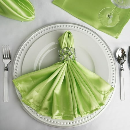 

BalsaCircle 10 Pieces 20 Apple Green Satin Dinner Napkins Wedding Party