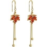 Zephyriana Fall Thanksgiving Maple Leaf Stud Drop Dangle Earrings Autumn Crystal Maple Leaf Earrings Fall Party Thanksgiving Day Holiday Jewelry