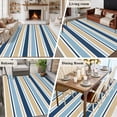 thumbnail image 5 of 6x9 Area Rugs for Living Room, Blue Khaki Striped Non Slip Area Rugs for Kitchen Bedroom Entryway, Farmhouse Stripes Washable Carpet Runner Rug Floor Mats for Bedroom Home Decor Modern Abstract Art, 5 of 9
