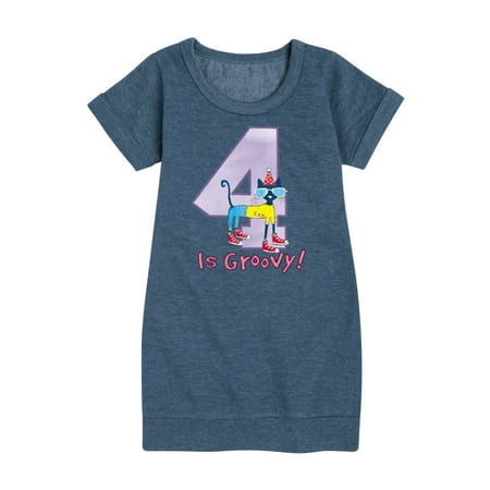 

Pete the Cat - Happy 4th Birthday - Toddler And Youth Girls Fleece Dress