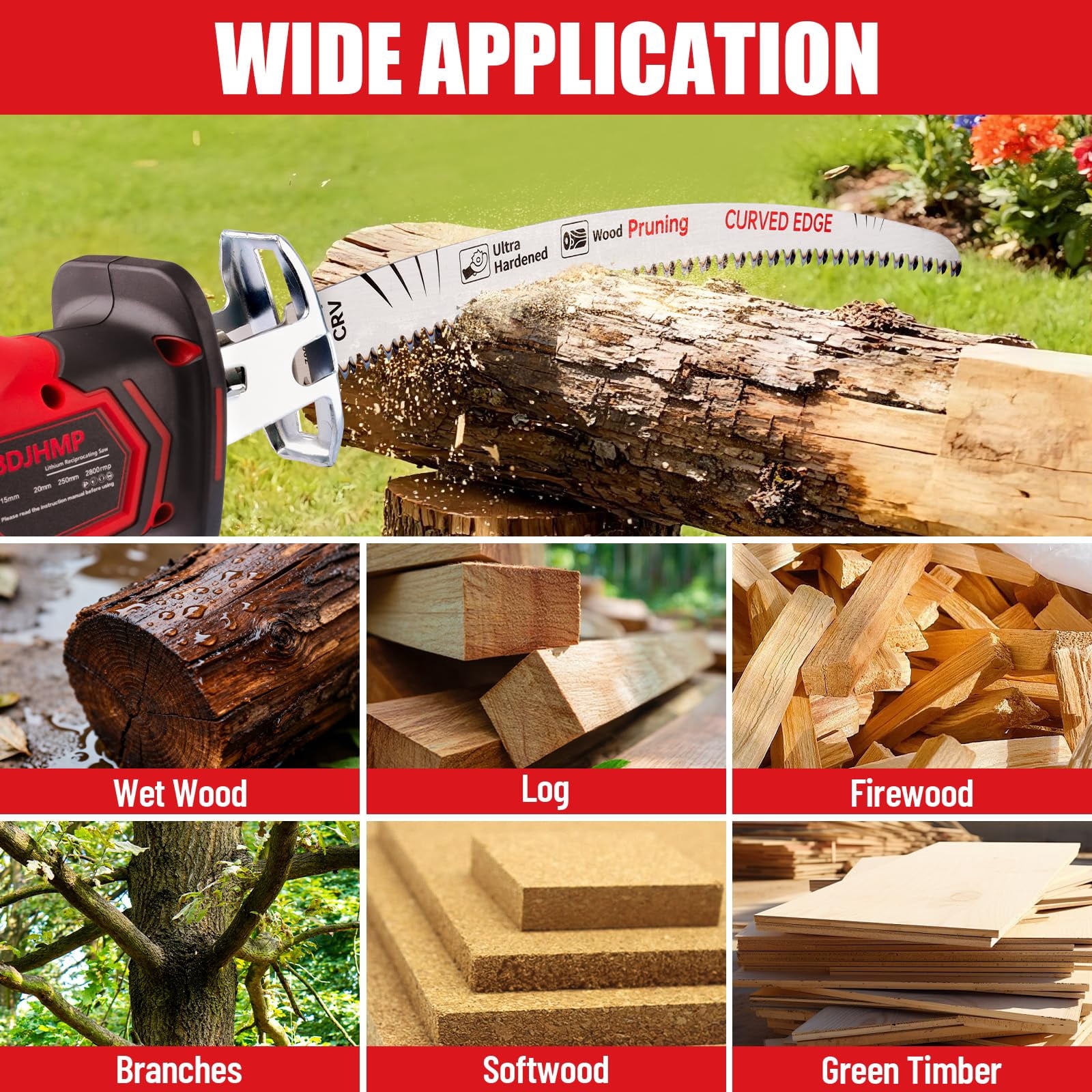 15-Inch Japanese Teeth Reciprocating Saw Blades, 6TPI for Wood & Tree Cutting, 3 Pieces