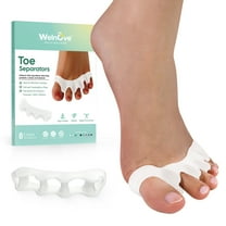Welnove Toe Separators Spacers for Women - 8 Pack Gel Toe Straightener to Correct Bunions and Relieve Foot Pain - Silicone Toe Spacers for Hammertoe Yoga Practice - White