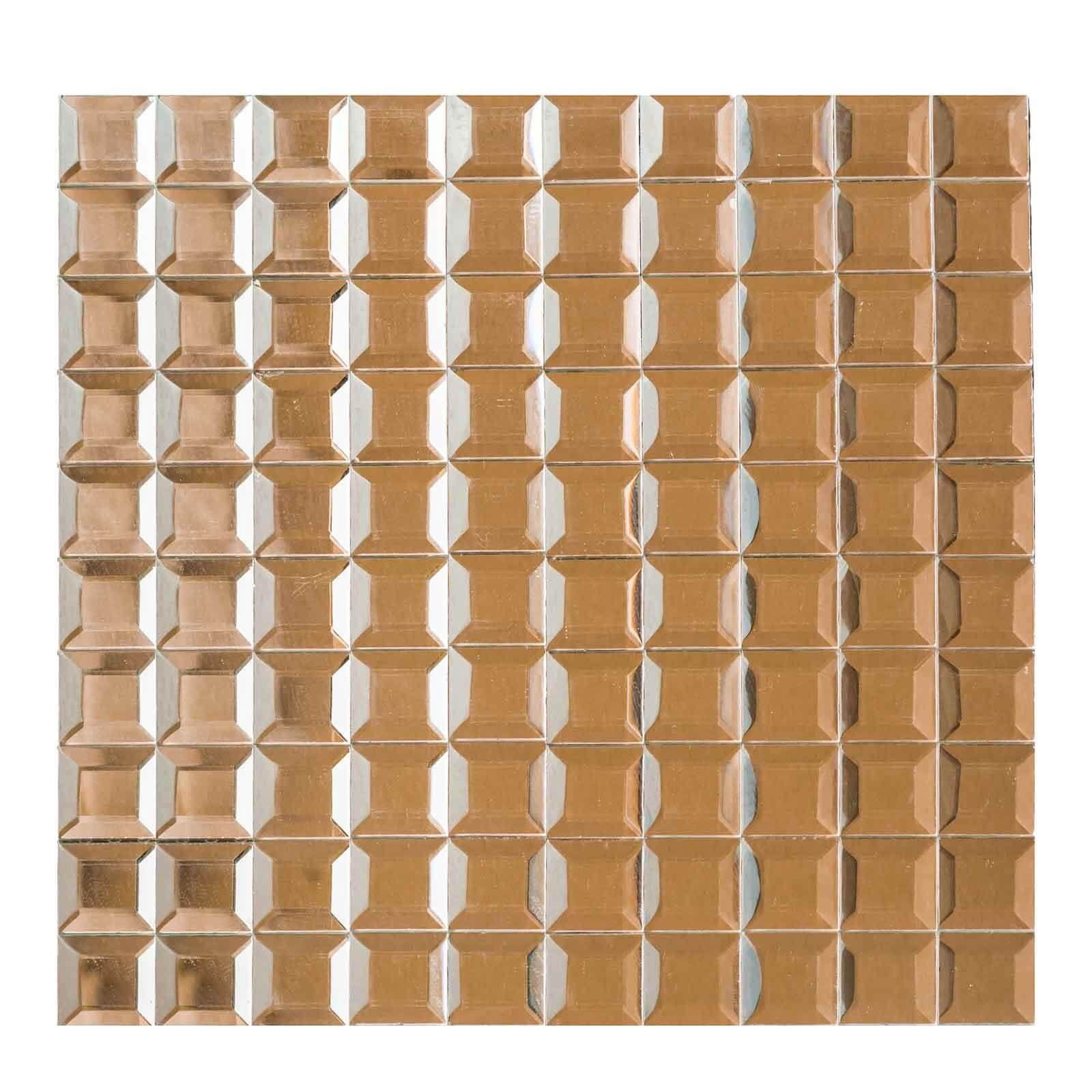Efavormart Pack of 10 - 12"x12" Rose Gold Peel and Stick Backsplash Mirror Wall Tiles