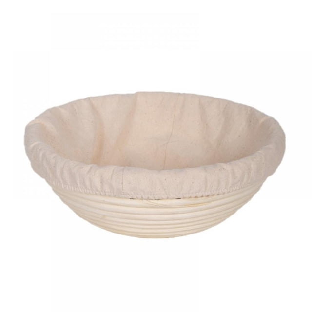 Cesta redonda para levadura de pan, cesta de fermentación con forro, cesta de ratán natural tejida a mano para panaderos profesionales y caseros.