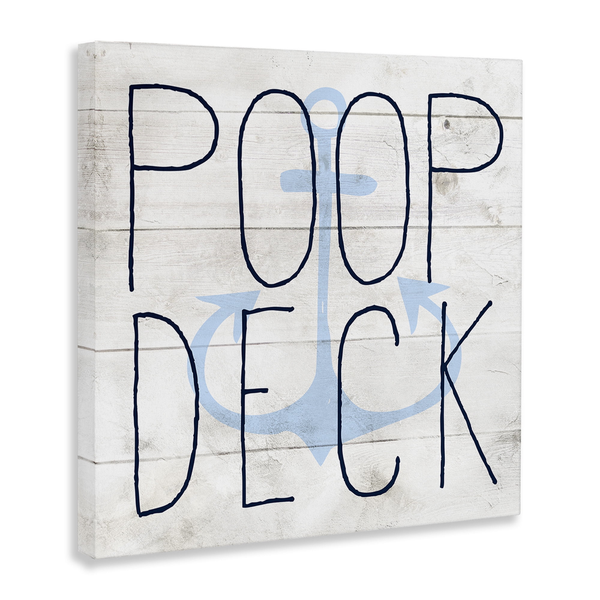 The Kids Room by Stupell Poop Deck Funny Beach Family Home Wood Textured Word Design Canvas Wall Art by Daphne Polselli