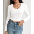 thumbnail image 2 of Womens Long Sleeve T Shirt Tops Deep V Neck Shirts Casual Slim Fit Basic T-Shirt Tee, 2 of 6