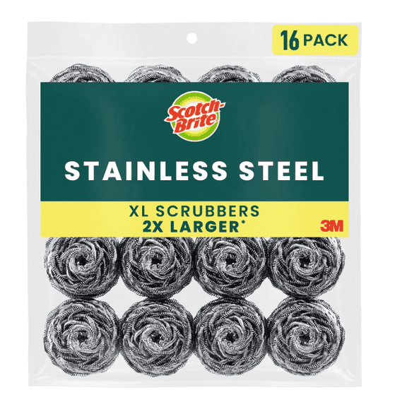 Scotch-Brite Stainless Steel Extra Large Scrubbers,16 ct