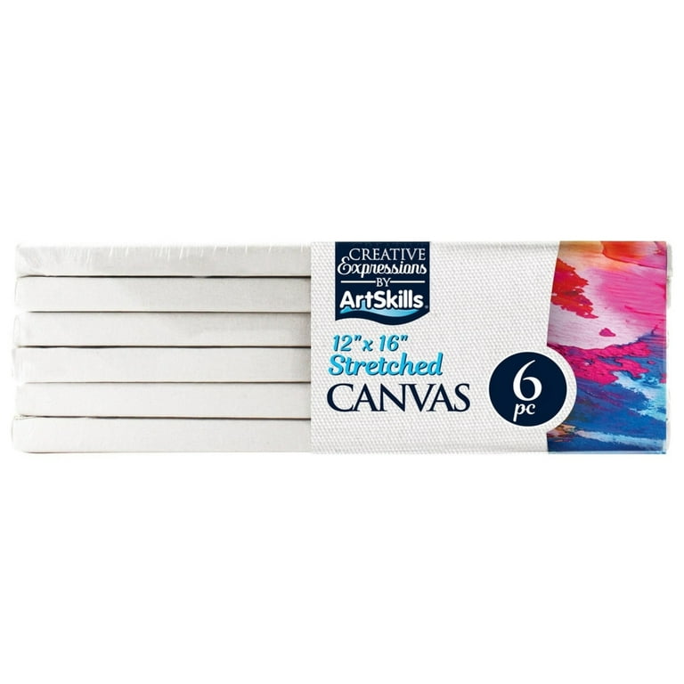 Artskills Stretched Canvases for Painting, 12x16 Canvas Painting Supplies for Artists, Blank Canvas Pack, 6-Pack