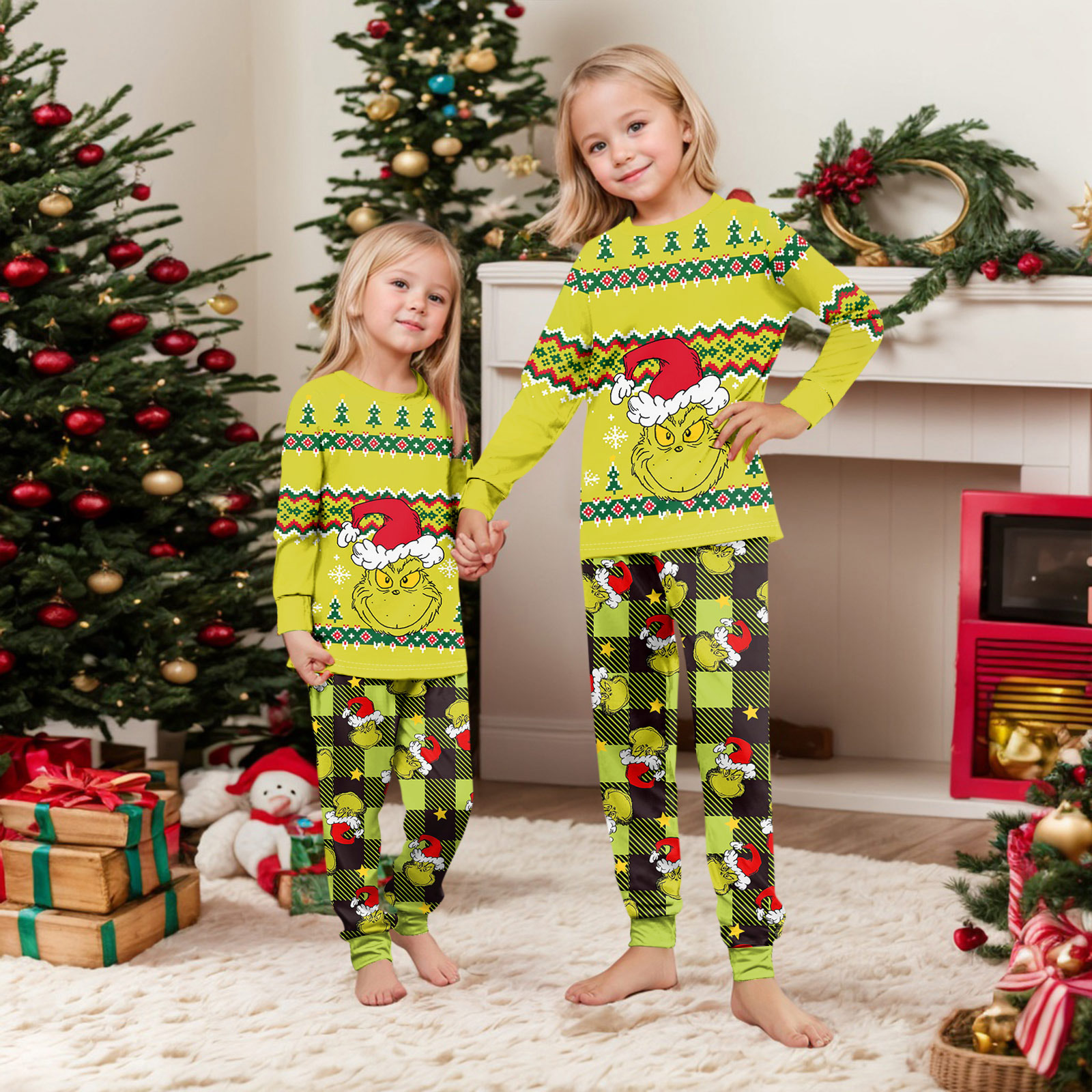 Pyjama Famille Noël Mère & Fille - Design Sapin De Noël, Confortable, Pour Soirées Festives En Famille