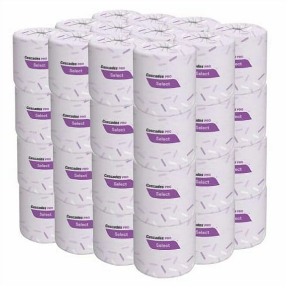 Cascades Pro Standard 2-Ply White Bathroom Tissue, 48 Rolls of 420 Sheets Each, 100% Recycled, Septic Safe