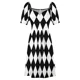 thumbnail image 4 of Vestido sin mangas con patrón de arlequín en contraste blanco y negro para mujer ropa de playa ropa de verano, 4 of 6