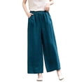 thumbnail image 3 of Women's Plus Size Cotton Blend Elastic Waist Pants, Comfortable Solid Color Pull On Stretch Pants, Functional Pockets Everyday Trousers for Work Casual Daily | TruBelle,Blue XL, 3 of 7