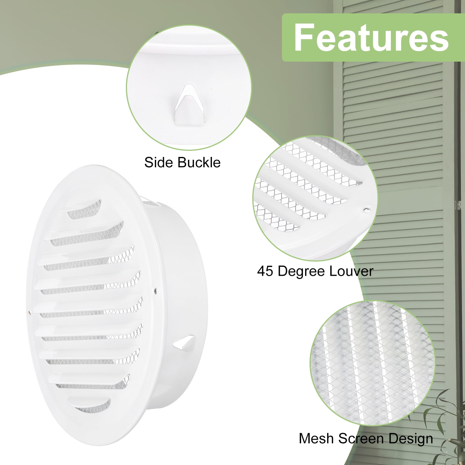 Uxcell 6 Inch Round Soffit Vent, 4Pcs Stainless Steel Wall Vent Grille Cover Exterior Exhaust Louvered Vent, White