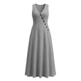 thumbnail image 4 of Kojanyu Women's Summer Sleeveless V-Neck Ruffled Long Dress with Belt 100% Cotton Casual Maxi Dress for Vacation Daily and Special Occasions, 4 of 8