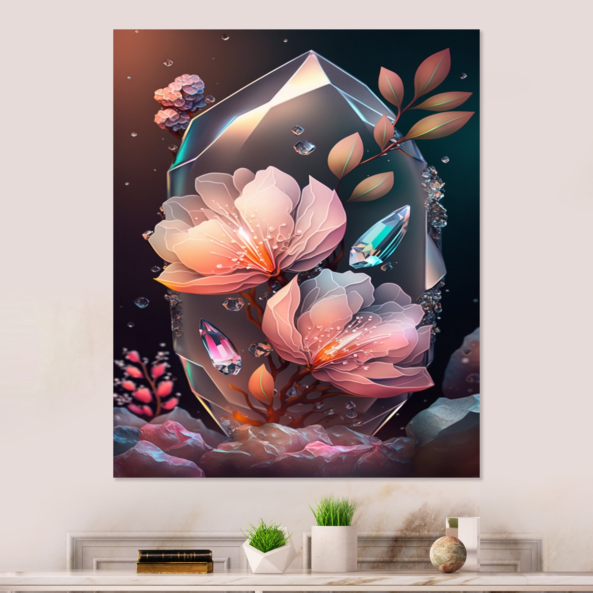 Designart Cherry Blossums Canvas Wall Art