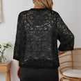 thumbnail image 5 of Arlun Black Lace Cardigans for Women 3/4 Sleeve Knit Open Front Elegant Lightweight Casual Tops Basic Solid Color Thin Breathable Fall Fashion Outwear for Daily Wear Black S, 5 of 5