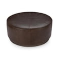 thumbnail image 6 of Pemberly Row Contemporary Leather Round Cocktail Coffee Table Brown, 6 of 6