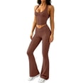 thumbnail image 2 of Ynynloco Womens Workout Sets 2 Piece Spaghetti Straps Crop Top High Waist Tummy Control Flared Leg Yoga Pants Yoga Pilates Outfits, 2 of 9