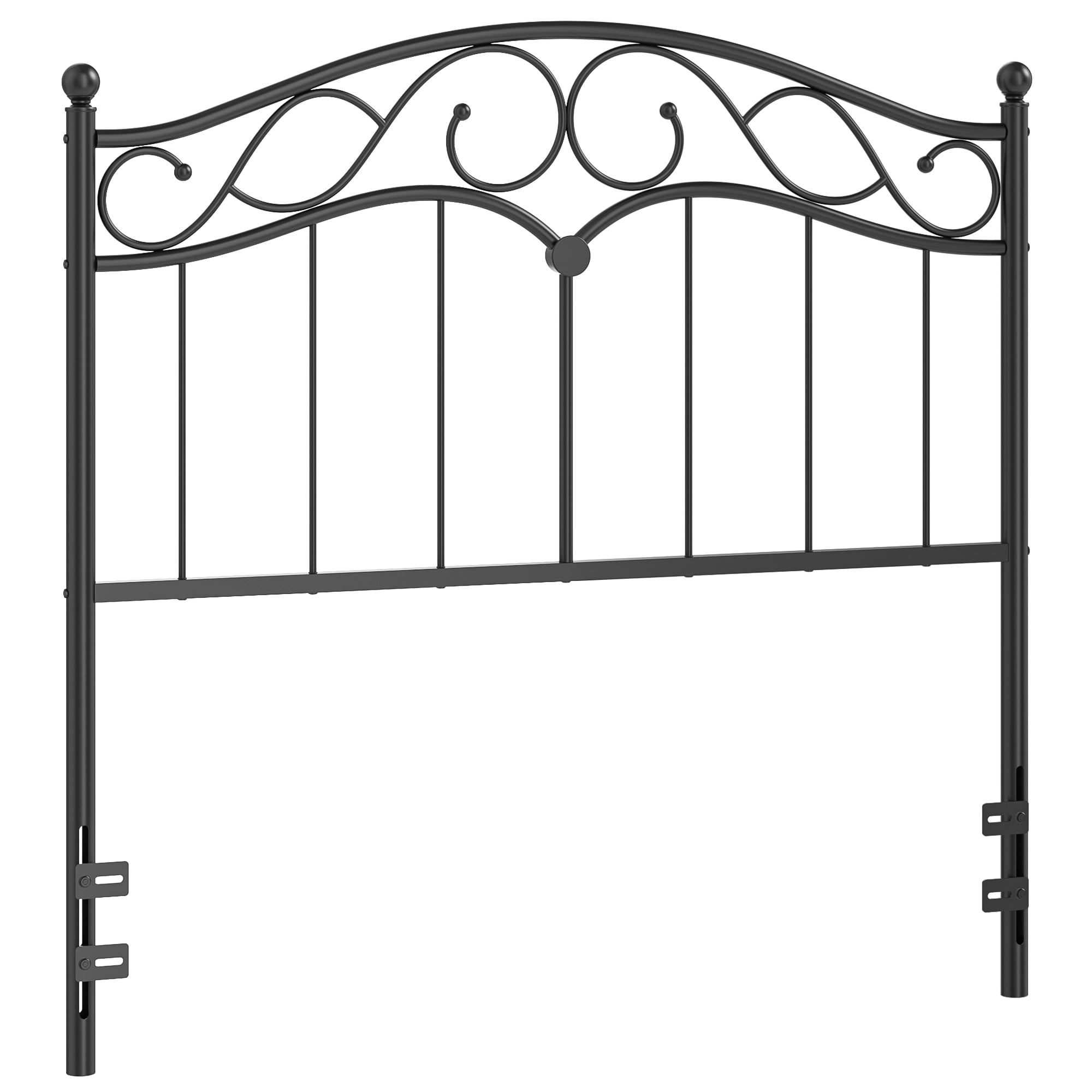 Yoneston Retro Sturdy Cute Scrolled Metal Full Size Headboard with Adjustable Height for Full Beds, Black