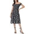 thumbnail image 2 of INSPIRE CHIC Sleeveless Floral Smocked Dress for Women's Off Shoulder Summer Short Dress, 2 of 5