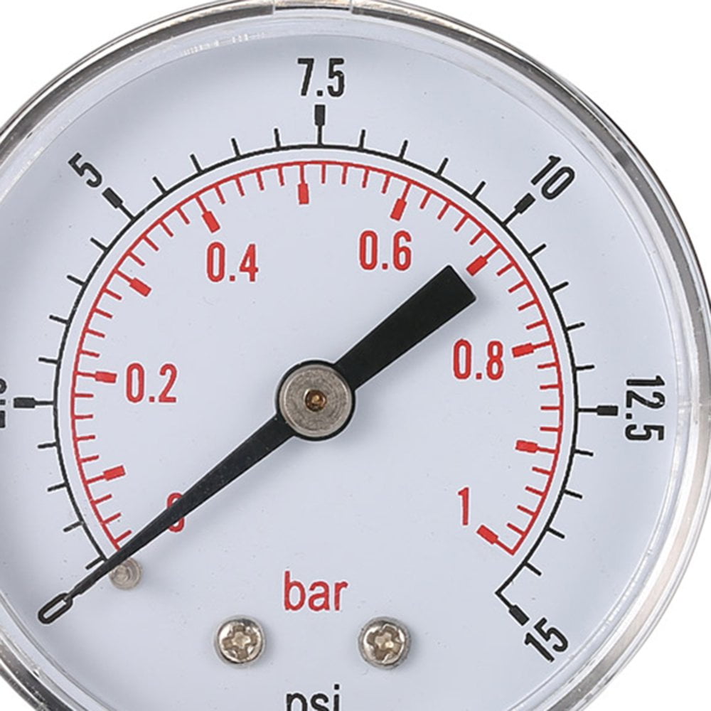 Boaby Pressure Gauge Mini Low Pressure Gauge for Fuel Air Oil Or Water 0-15psi/0-1bar BSPT