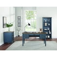thumbnail image 3 of Farmhouse Wood Half Pedestal Executive Desk Writing Table Office Desk Blue, 3 of 7