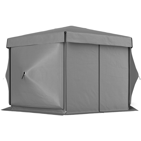 12' x 12' Hexagonal Pop Up Gazebo Canopy Tent with 5 Sidewalls, Outdoor Canopy Shelter with Carry Bag, Dark Gray