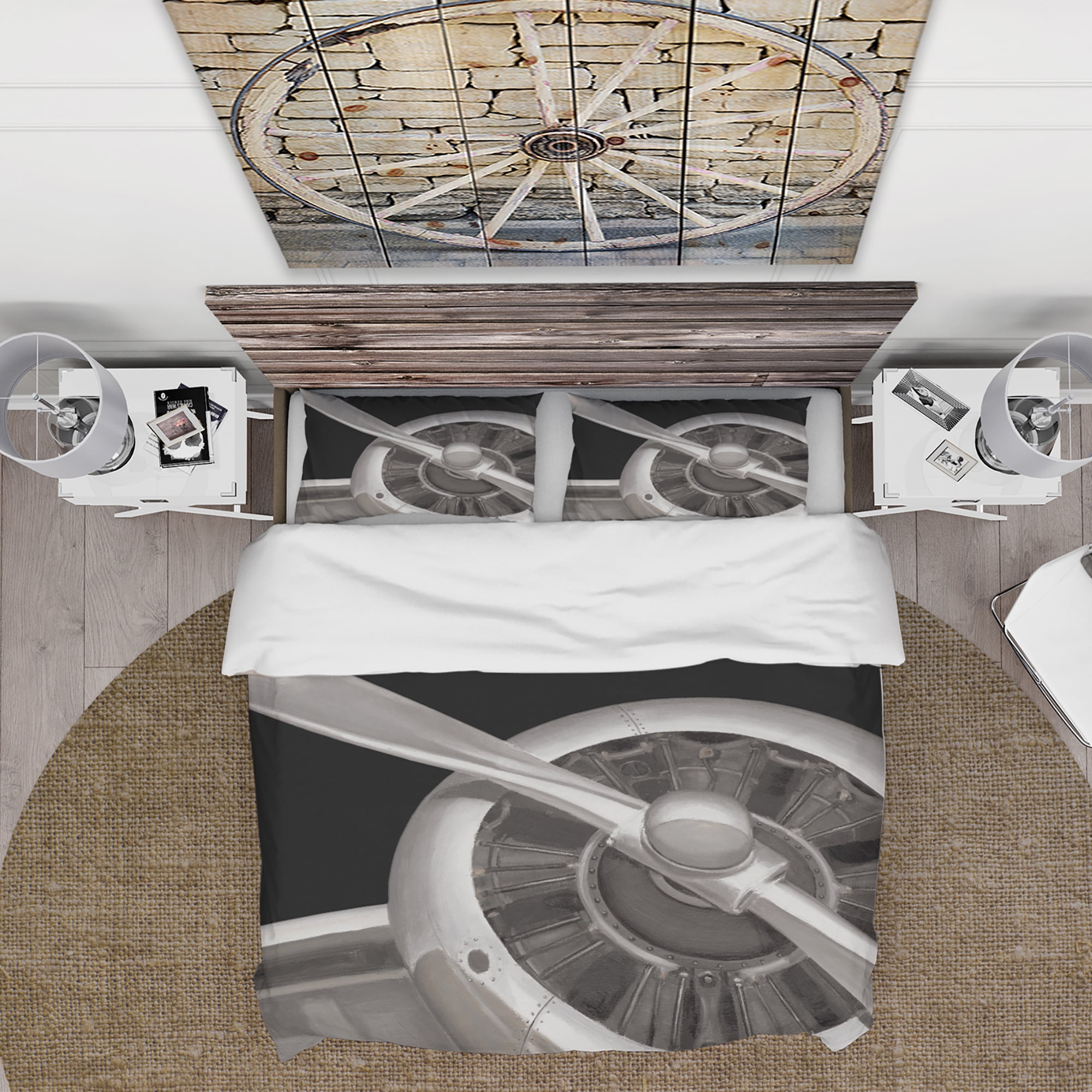 Designart 'Travel by Air Grey Plane' Traditional Duvet Cover Set