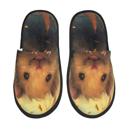 

Yiaed Cute Sunflower Guinea Pig Print Unisex House Slippers Slip on Warm Shoes Indoor Outdoor with Anti-slip sole-Large