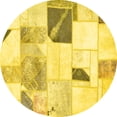 thumbnail image 1 of Ahgly Company Machine Washable Indoor Round Patchwork Yellow Transitional Area Rugs, 4' Round, 1 of 4