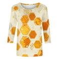 thumbnail image 4 of JTZGDY Funny Bee Shirts for Women Loose Fit Casual Summer 3/4 Lenght Sleeve Crewneck Tunic Blouse Trendy Oversized Dressy Pullover Tops Yellow#11 XXXL, 4 of 6