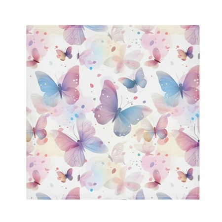 

JSTEL Pink & Blue Butterfly Cloth Napkins Set of 4 20x20 Inch Washable and Reusable Napkin for Decoupage Dinner Party Everyday Use