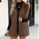 thumbnail image 5 of Chaqueta larga y cálida para mujer, de invierno, con cuello en V liso, 5 of 8