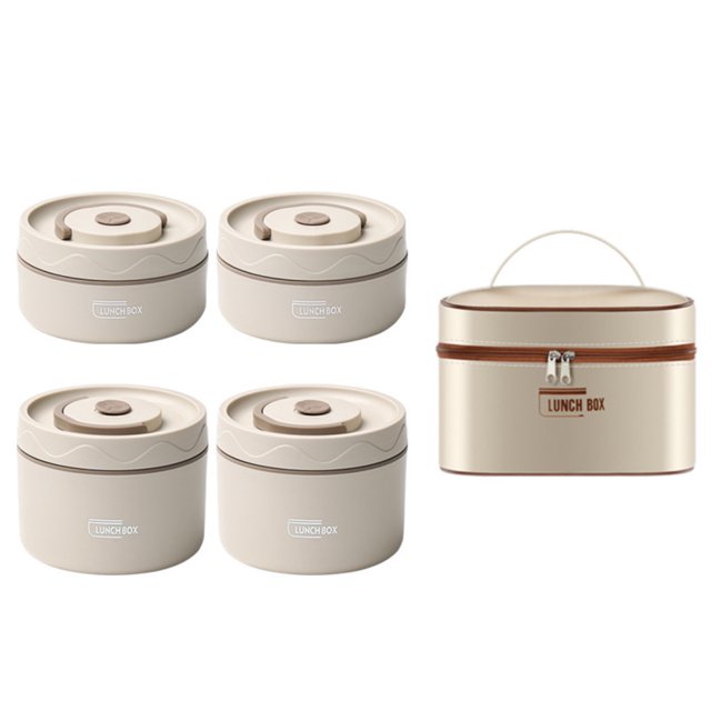 Fiambrera de acero inoxidable para adultos, 4 contenedores de almuerzo apilables separados para niños, hombres y mujeres