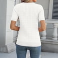 thumbnail image 4 of Women's Cable Knit Short Sleeve Sweater Tops Round Neck Lightweight Casual Outfit Spring Summer Office Streetwear Vacation White M, 4 of 4