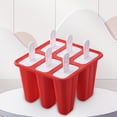 thumbnail image 3 of Moldes Para Paletas Bandeja de moldes de paletas de hielo de bricolaje para el hogar para hacer helados de silicona (rojo de 6 celdas) Ndcxsfigh Libre de BPA, 3 of 7