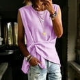 thumbnail image 4 of TEAJOPSUU Tank Tops for Women Round Neck Sleeveless Summer Shirts Cotton Linen Blend Tie Front Solid Color Tank Tops Loose Fit Casual Blouses Purple, 4 of 7