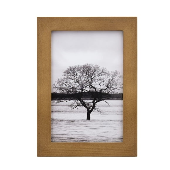 Egofine 4x6 Picture Frame - Made of Solid Wood covered by Plexiglass for Table Top Display and Wall Mounting Photo Frame Light Brown
