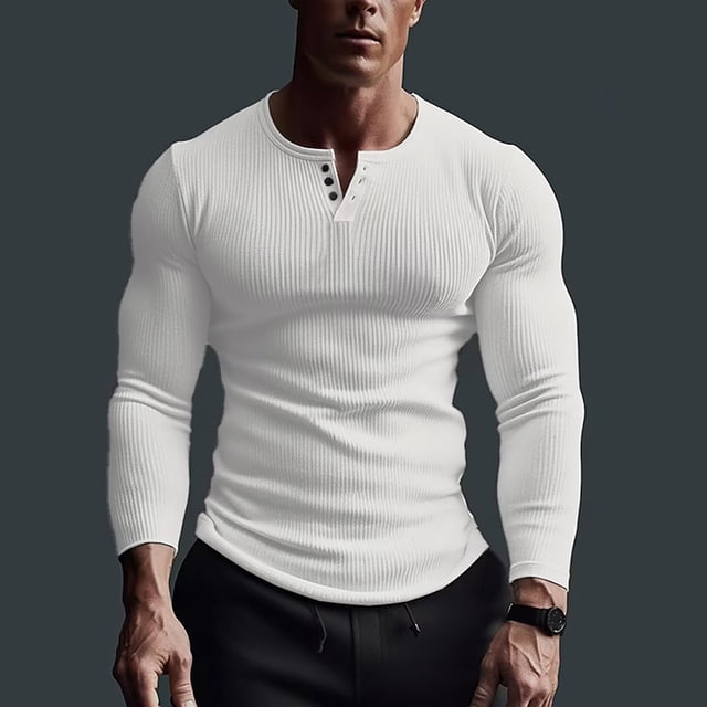 pstuiky camisas de manga larga para hombre, Suéter tipo jersey con cuello alto, elástico, color liso, manga larga, cuello redondo, blusas y camisas camisetas de hombre xxl
