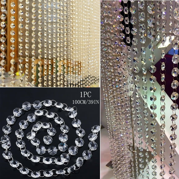 Dpityserensio 2PC 100CM/39IN Crystal Glass Bead Curtain Luxury Living Room Bedroom Window Door Wedding Decor DIY