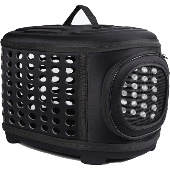 Collapsible Cat Carrier Hard, Travel Pet Carriers Bag for Small Dogs for Car Travel with Ventilation Guinea Pig 2 Small Cats Carrier Cage Dog Crate (Black)