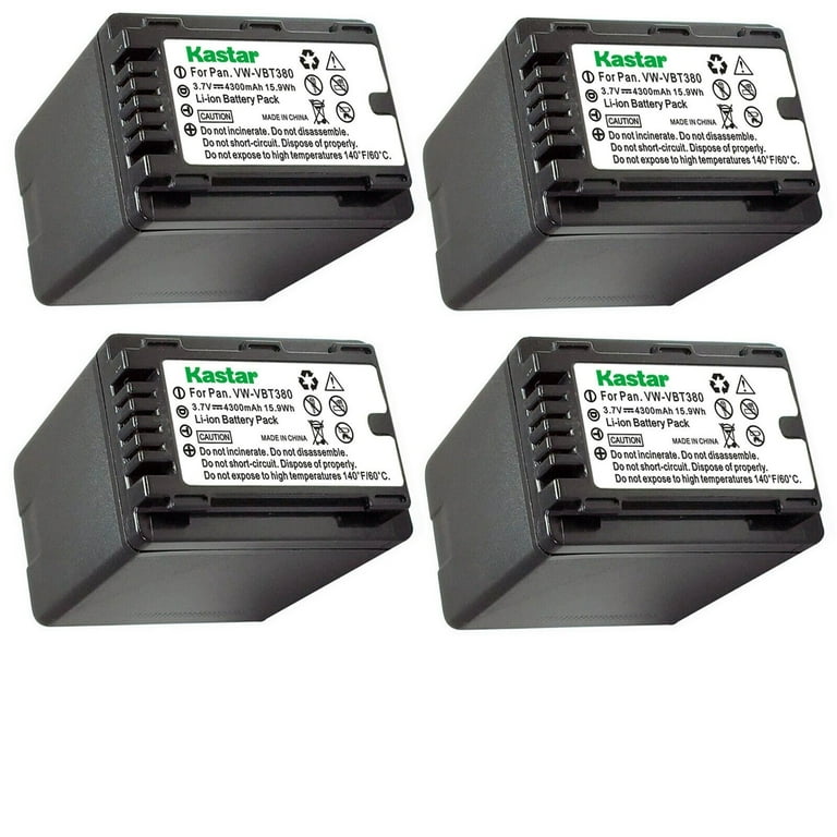 Kastar 4-Pack Battery VW-VBT380 Replacement for Panasonic HC-V201