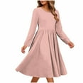 thumbnail image 2 of Mgmyaa Women's Printed Long Sleeve Dress Round Neck Pocket Casual Loose Fit Fashion Dress, 2 of 7
