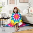 thumbnail image 4 of Wearable Blanket,Colorful Rainbow Tie Dye Spiral Pattern Hooded Wearable Flannel Blanket for Adults & Teens with Buckle,Winter Poncho Shawl Wrap Cape,50"x60", 4 of 5