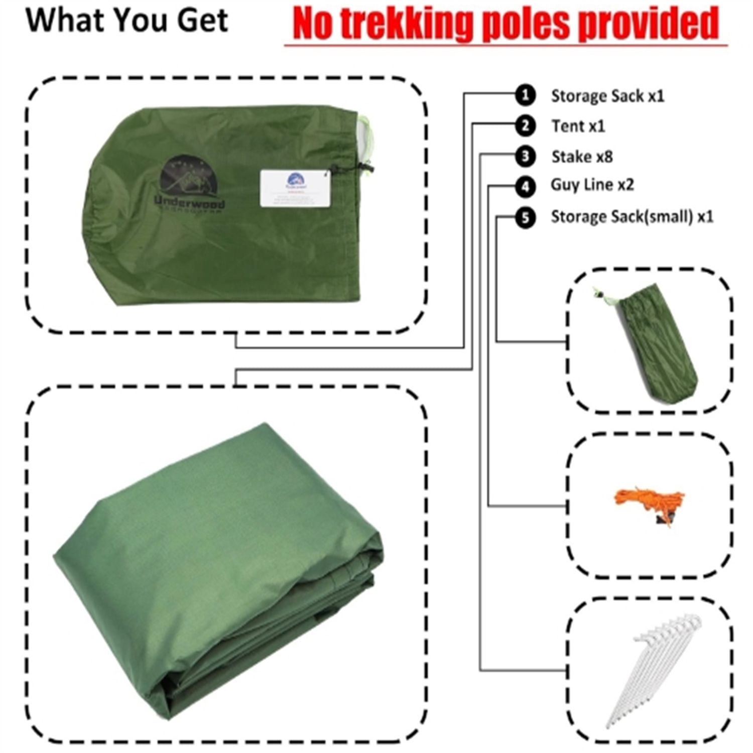 2-Person Trekking Pole Tent for Backpacking - Ultralight A-Frame Backpacking Tent