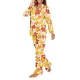 thumbnail image 5 of DISNIMO Maple Leaf Printed Womens Pajama Sets 2 Piece Pj Sets Loose Fits Nightwear with Long Pants Long Sleeve Sleepwear Button Down Comfywear Loungewear, 4XL, 5 of 7