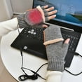 thumbnail image 2 of ShomPort USB Heated Gloves for Womens Knitted Convertible Lined Fingerless Thermal Gloves with Mittens Cover Cap, 2 of 8